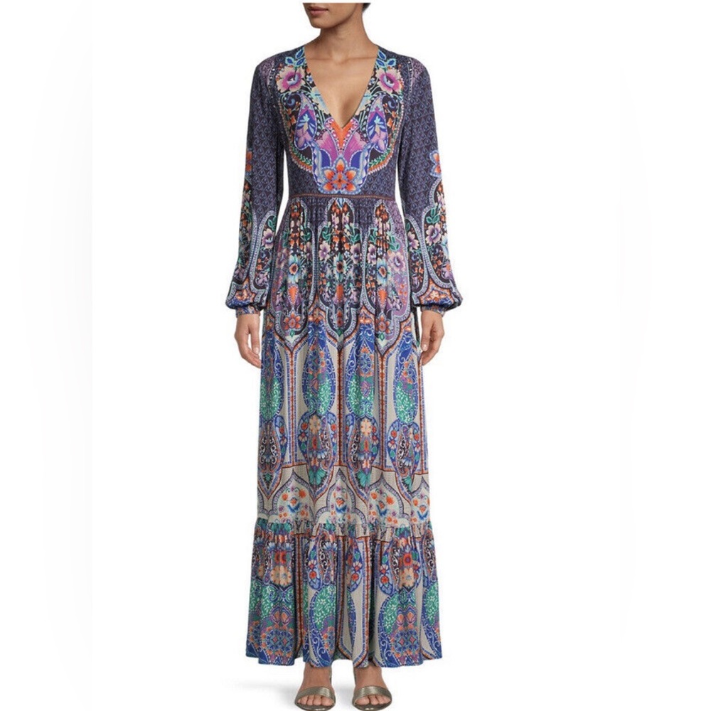 Johnny Was Maxi Dress Purple Multicolored